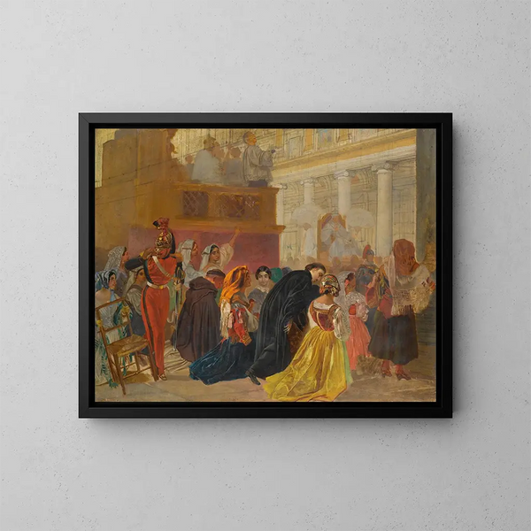 Studie voor de terugkeer van paus Pius IX naar Rome in 1850 - Karl Bryullov — ingelijst kunstwerk aan de muur