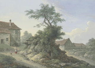 Karl Franz Kraul - Bauernhof in der Mitte ein Baum auf einer Kellerruine.webp