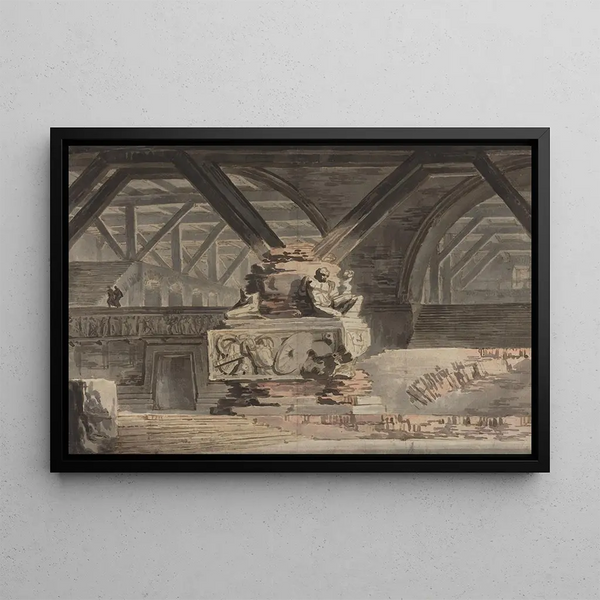Scene decor painting: a sepulchral vault - Karl Friedrich Schinkel — framed artwork on a wall