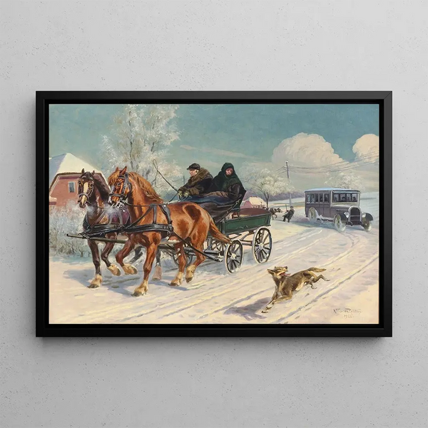 Karl Hansen Reistrup - Vinterparti med en hestevogn.webp
