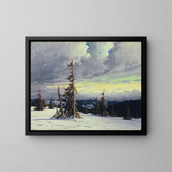 Winter Painting - Karl Hauptmann — framed artwork on a wall