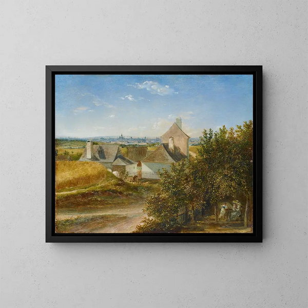View of Vienna from Grinzing - Karl Joseph Aloys Agricola — framed artwork on a wall
