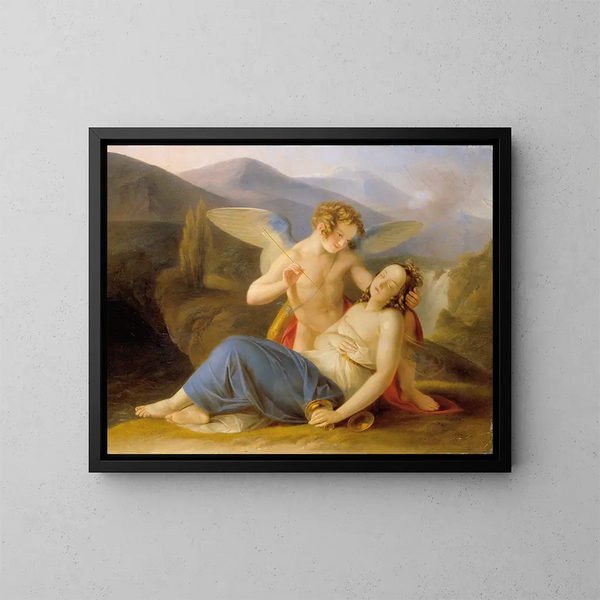 Psyché est réveillée de son évanouissement par la flèche d'Amour - Karl Joseph Aloys Agricola — framed artwork on a wall
