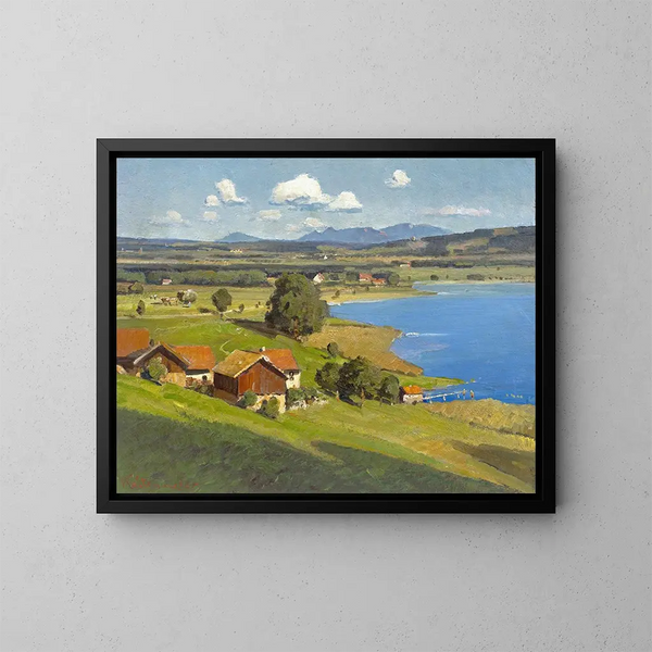 Aan de oever van de Ammersee - Karl Kaltenmoser — ingelijst kunstwerk aan de muur