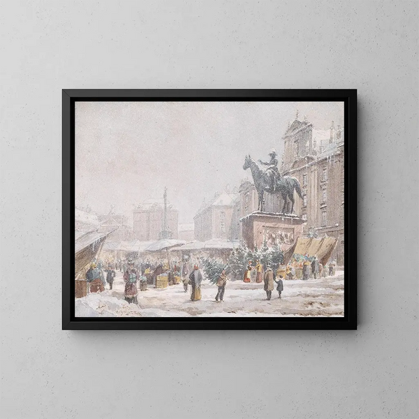 Christmas Market at Am Hof - Karl Wenzel Zajicek — framed artwork on a wall