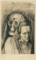 Portret van een vrouw met schedel - Karl Wiener — weergave van het kunstwerk