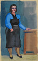 Zonder titel vrouw in blauwe blouse en zwarte jurk - Karl Wiener — weergave van het kunstwerk