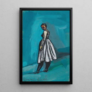 Karl Wiener - Ohne Titel Frau in weischwarzem Kleid.webp