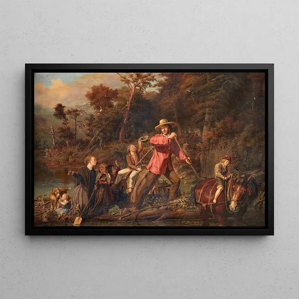 Karl Wilhelm Friedrich Bauerle - The Sywatter Family Fording a River.webp