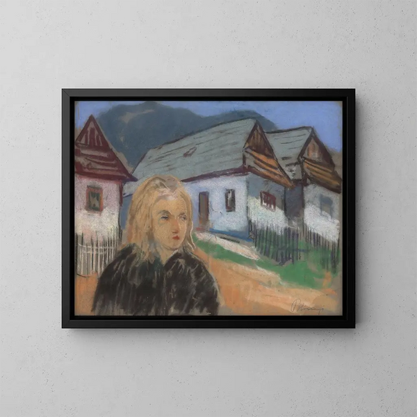 Rural motif painting - Karol Polnyi — framed artwork on a wall
