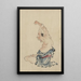 Een naakte man zittend in kleermakerszit, armen boven zijn hoofd uitgestrekt, zich uitrekkend of yoga beoefenend - Katsushika Hokusai — ingelijst kunstwerk aan de muur