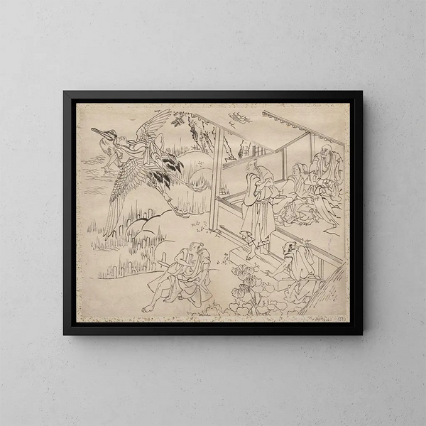 Schetsboek van Katsushika Hokusai en zijn leerlingen Pl59 - Katsushika Hokusai — ingelijst kunstwerk aan de muur