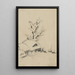Bâtiments et grand arbre au bord de l'eau avec deux bateaux ancrés au large - Katsushika Hokusai — ingelijst kunstwerk aan de muur