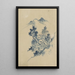 Bâtiments nichés parmi les arbres dans une vallée montagneuse - Katsushika Hokusai — ingelijst kunstwerk aan de muur