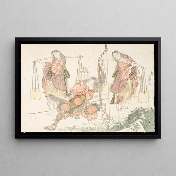 Katsushika Hokusai - Minamoto no Tametomo and Two Salt Gatherers.webp