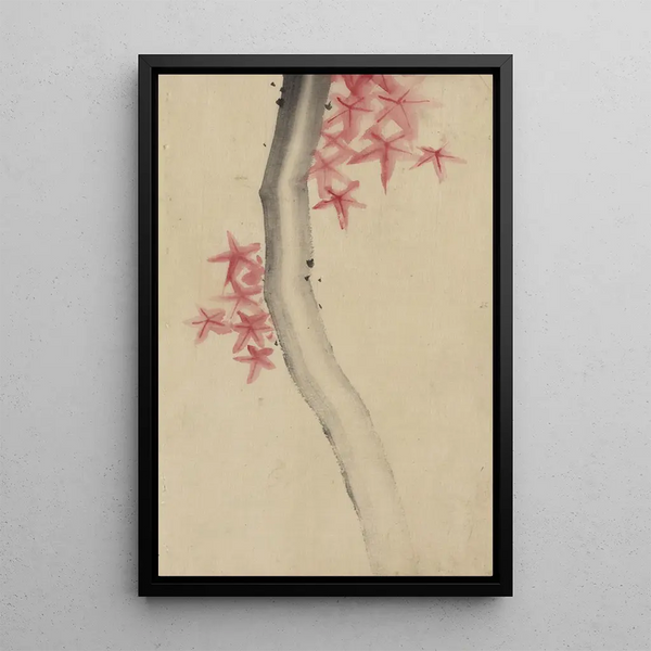 Katsushika Hokusai - Unidentified possibly a tree branch with red starshaped leaves or blossoms.webp
