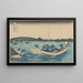 Zonsondergang op de Ryogoku-brug vanaf de oever van Ommaya - Katsushika Hokusai — ingelijst kunstwerk aan de muur