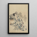 Vrouw, misschien een courtisane, zittend naast een bloemenpot - Katsushika Hokusai — ingelijst kunstwerk aan de muur