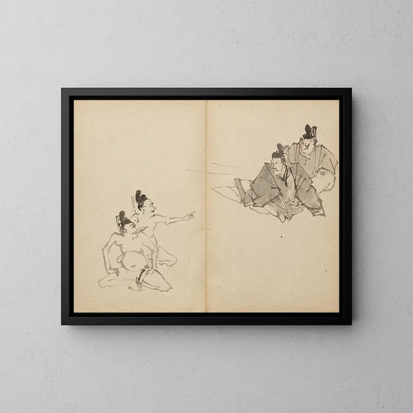 Courtisans - Kawanabe Kyōsai — framed artwork on a wall