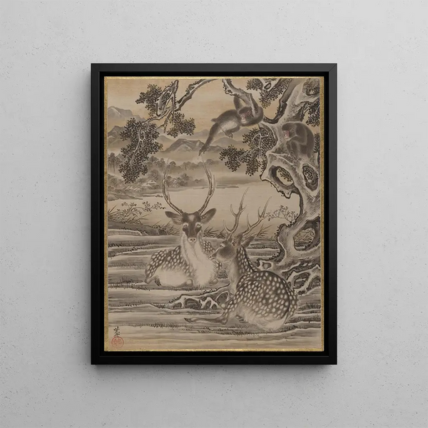 Kawanabe Kysai - Deer and Monkeys.webp