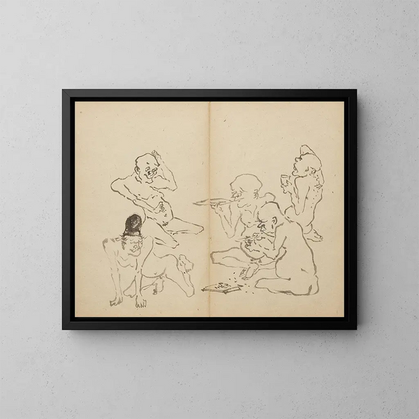 Fête de la boisson - Kawanabe Kyōsai — framed artwork on a wall