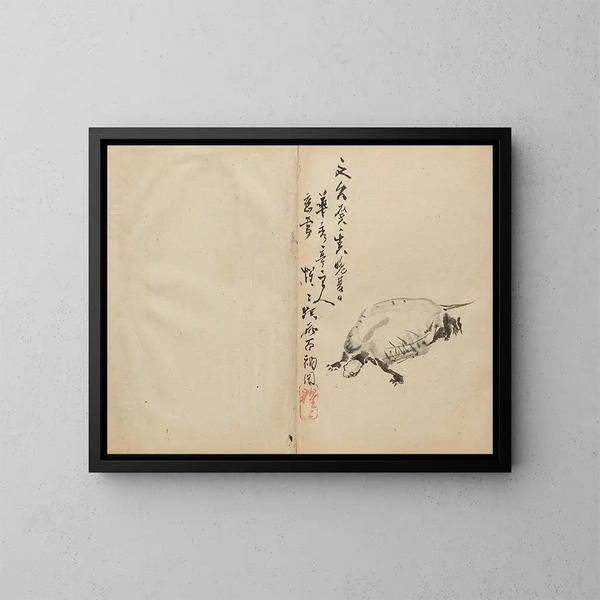 Turtle - Kawanabe Kyōsai — framed artwork on a wall