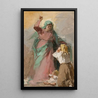 Kazimierz Alchimowicz - Virgin Mary appearing before a peasant woman study.webp