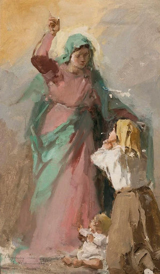 Kazimierz Alchimowicz - Virgin Mary appearing before a peasant woman study.webp