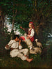 Paar herders in het bos: Idylle - Kazimierz Pochwalski — weergave van het kunstwerk