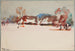 Winterlandschap met dorp - Kazimierz Wojtanowicz — weergave van het kunstwerk