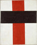 Large black cross painting on red on white - Kazimir Malevich — artwork view