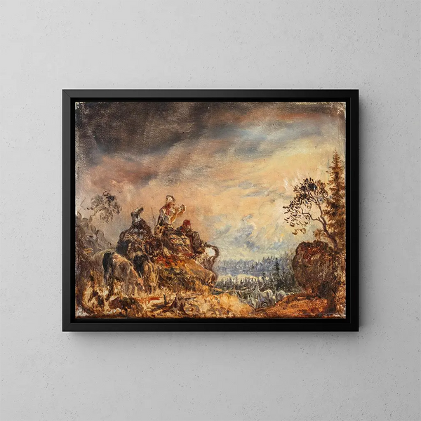 Girl keeping goats (sketch) - Kilian Zoll — framed artwork on a wall