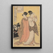 Courtisane Oriwae petit enfant regardant dans le miroir de dos - Kitagawa Utamaro — ingelijst kunstwerk aan de muur