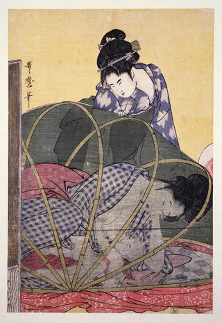 Kitagawa Utamaro - Horogaya Mosquito net for a baby.webp