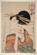 Kiseru o motsu onna Vrouw die een pijp vasthoudt - Kitagawa Utamaro — weergave van het kunstwerk