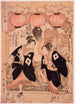 Festival Niwaka Yoshiwara Performance de la danse de contemplation des fleurs - Kitagawa Utamaro — weergave van het kunstwerk