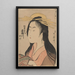 Vrouw met hoed en mouw - Kitagawa Utamaro — weergave van het kunstwerk