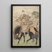 Kajiwara Genta Kagesue sur un cheval noir - Kitao Shigemasa — ingelijst kunstwerk aan de muur