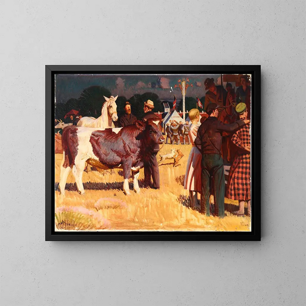Behind the market behind a small town of Limfjord - Knud Sinding — framed artwork on a wall
