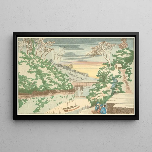 Sneeuw in Ochanomizu - Kobayashi Kiyochika — ingelijst kunstwerk aan de muur