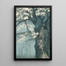 De krijger Taira no Tadanori op het punt om te slapen onder een kersenboom - Kobayashi Kiyochika — ingelijst kunstwerk aan de muur