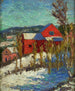 Landschap met huizen - Konrad Mägi — weergave van het kunstwerk