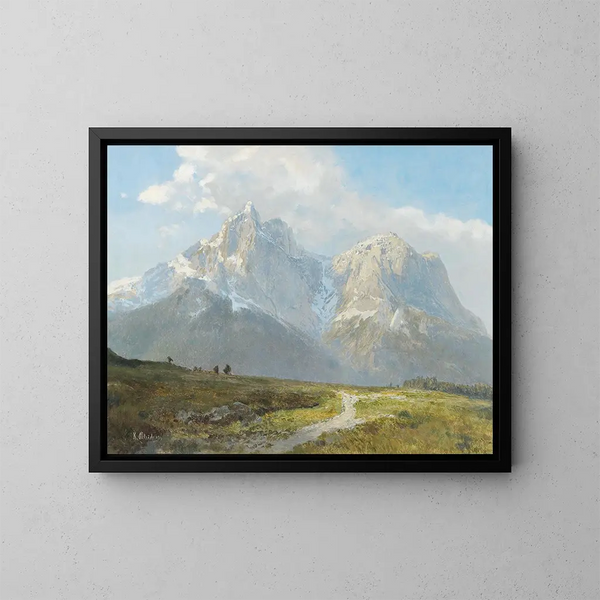 Mountain Landscape Painting - Konrad Petrides — framed artwork on a wall
