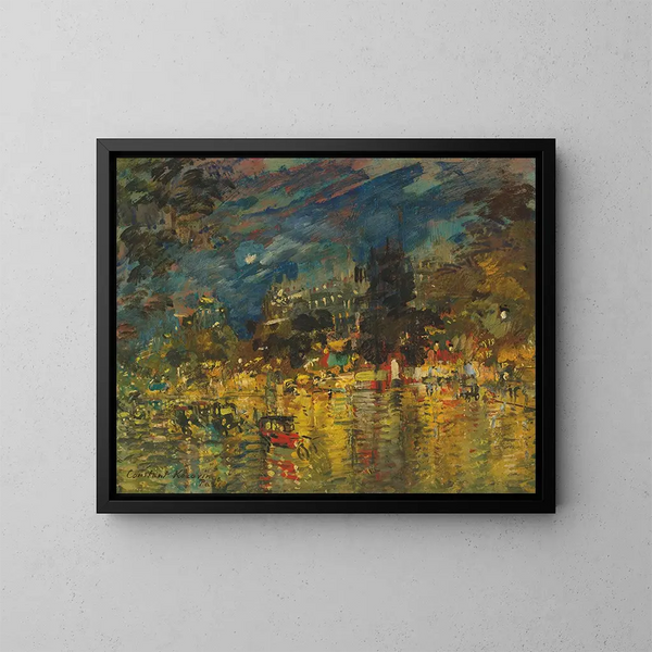 Boulevard parisien la nuit - Konstantin Alexeïevitch Korovine — ingelijst kunstwerk aan de muur