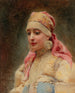 Portret van een jonge vrouw - Konstantin Egorovich Makovsky — weergave van het kunstwerk
