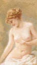 Nu zittend - Konstantin Egorovich Makovsky — weergave van het kunstwerk