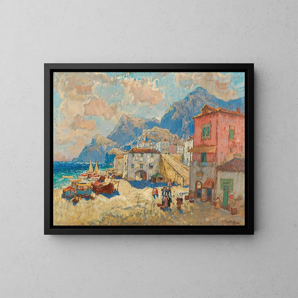 a coastal city in Spain - Konstantin Ivanovich Gorbatov — framed artwork on a wall