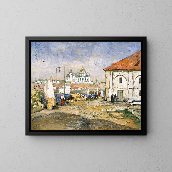 Quai dans la vieille ville - Konstantin Ivanovich Gorbatov — framed artwork on a wall