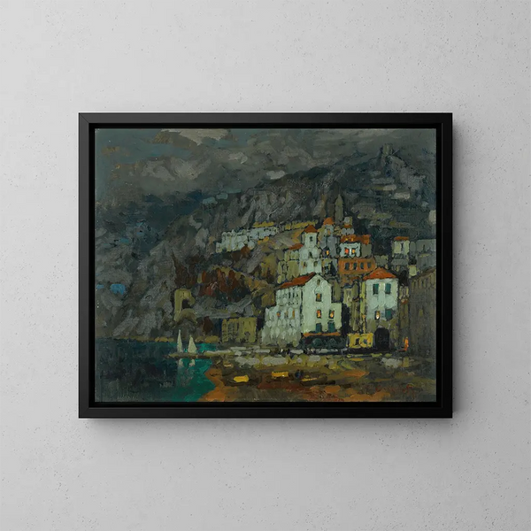 View of Amalfi - Konstantin Ivanovich Gorbatov — framed artwork on a wall