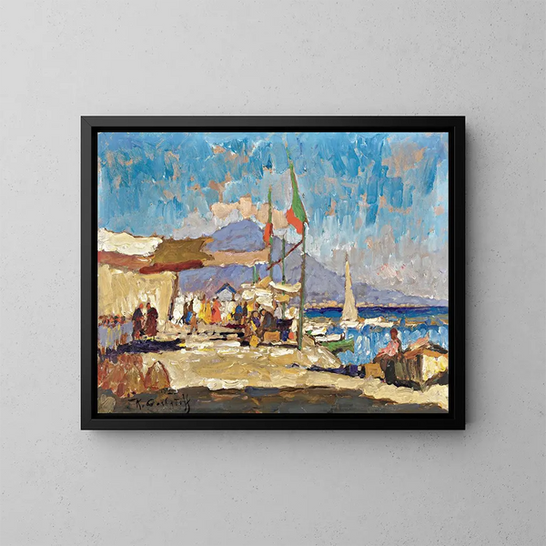 View of Naples - Konstantin Ivanovich Gorbatov — framed artwork on a wall